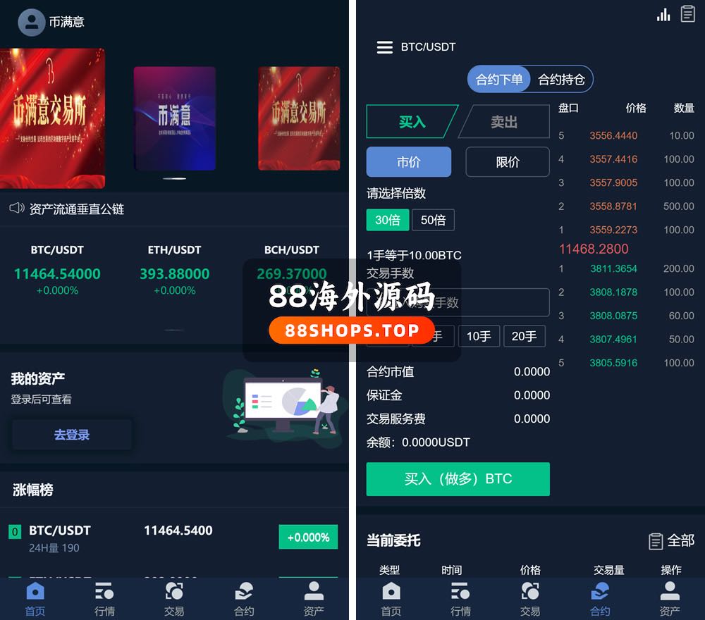 币币交易所合约 / 机器人区块链资产货币 USDT以太坊代币交易所/合约交易/C2C交易所开发全球区域