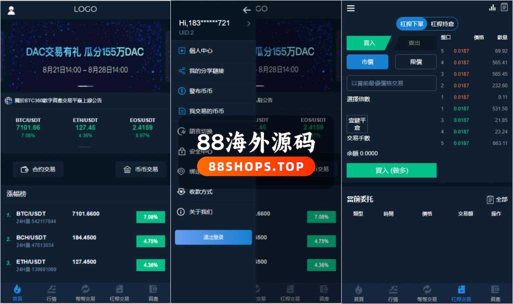 交易所多语言源码+完整数据/币币交易/法币交易/C2C交易/合约交易