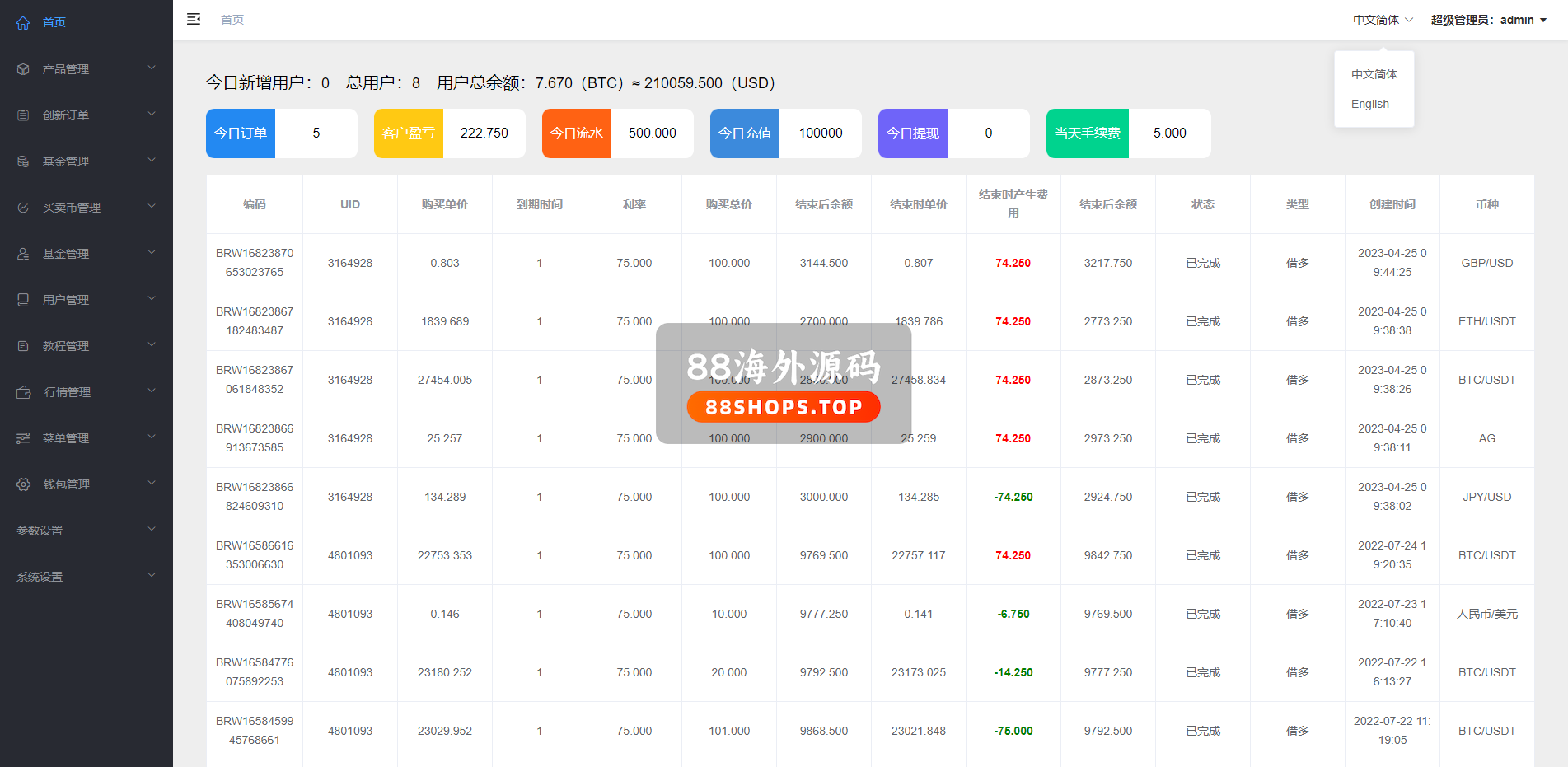 新版微交易微盘系统/外汇期货贵金属虚拟币微盘源码551-13