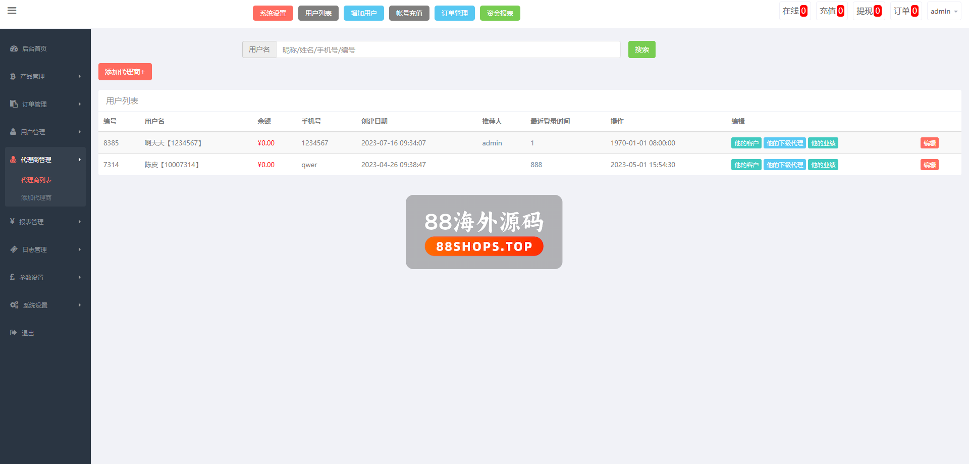 运营版微盘期货交易系统/微交易源码/代理后台/用户风控603-20