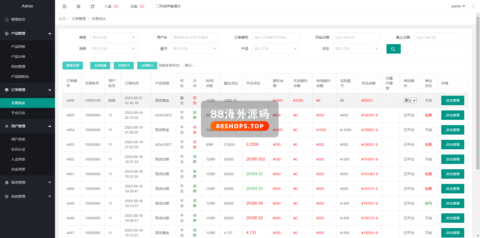 运营版微盘系统/期货黄金白银交易/微交易源码/代理后台649-16
