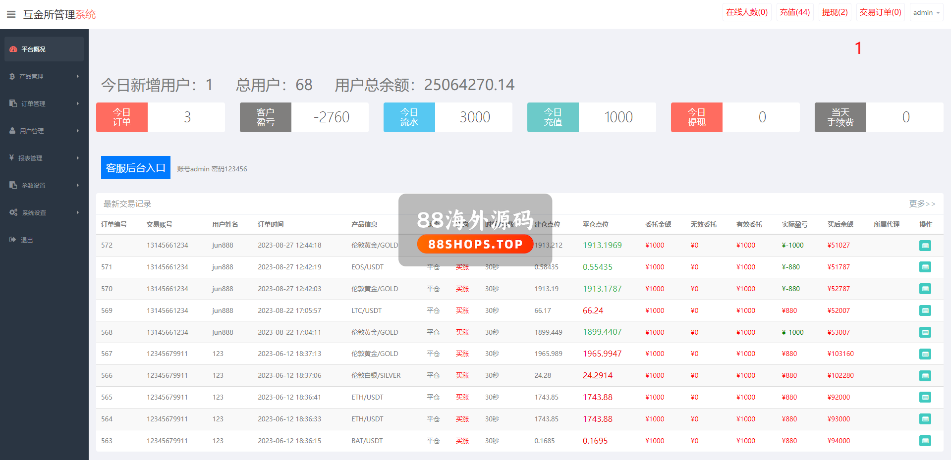 二开版虚拟币微交易系统/伪交易所系统/代理后台/余额宝微盘源码626-13