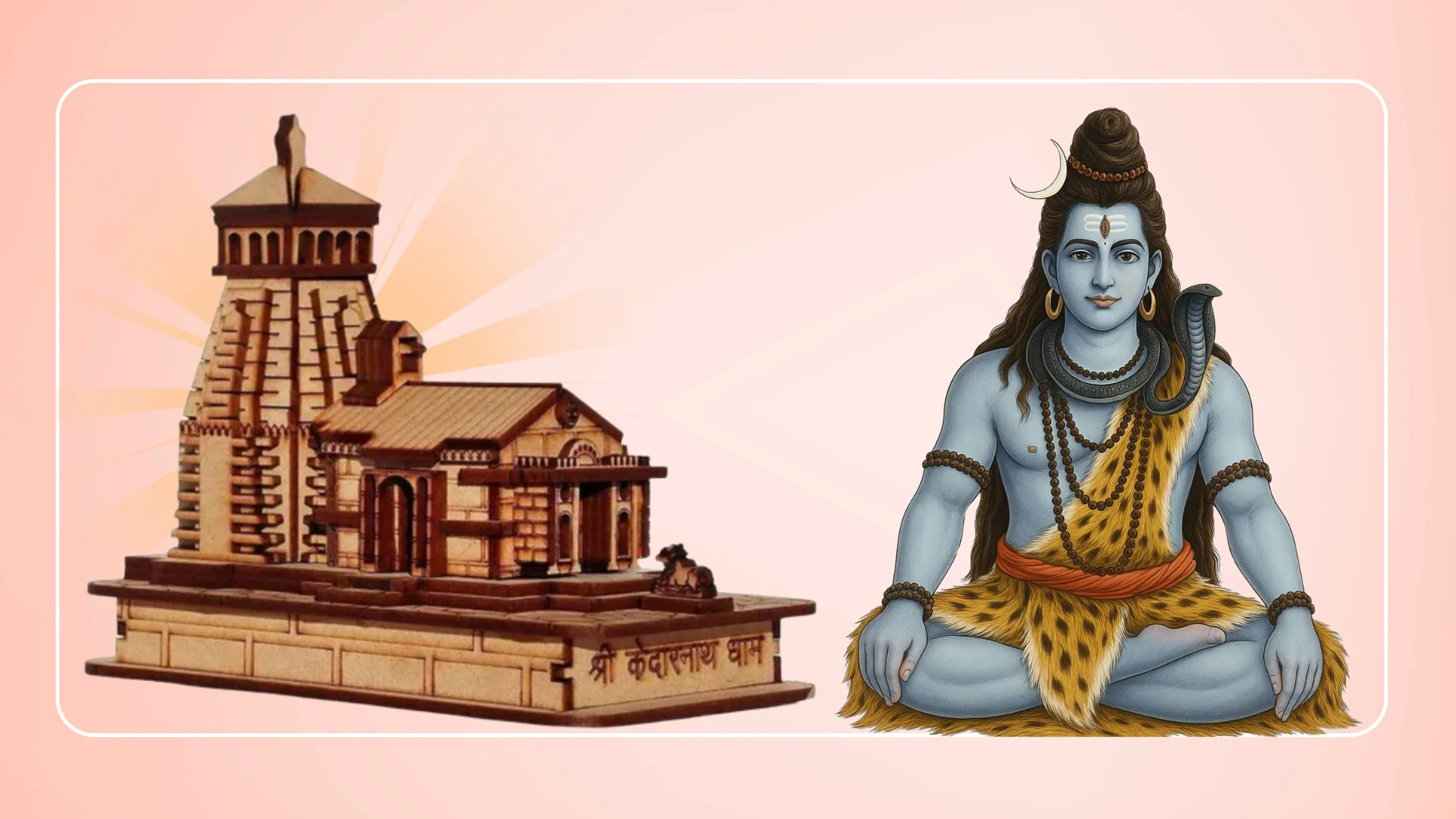 Wooden Kedarnath Mandir Spiritual Divine Model (4.5 inch)