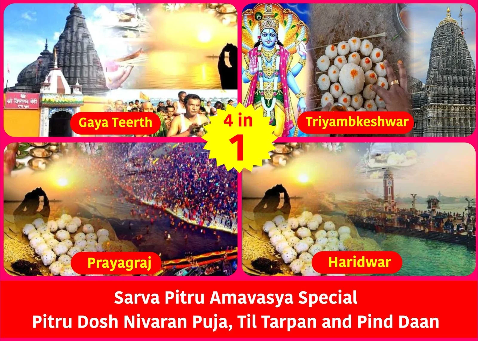 Shraddha Amavashya Special: 4 in 1 Puja Pitru Dosh Nivaran Puja, Narayan Bali Naag Bali and Til Tarpan for Remove Pitru Dosh, Health Issues, Financial Problems, Prosperity, Spritual and Career Growth.
