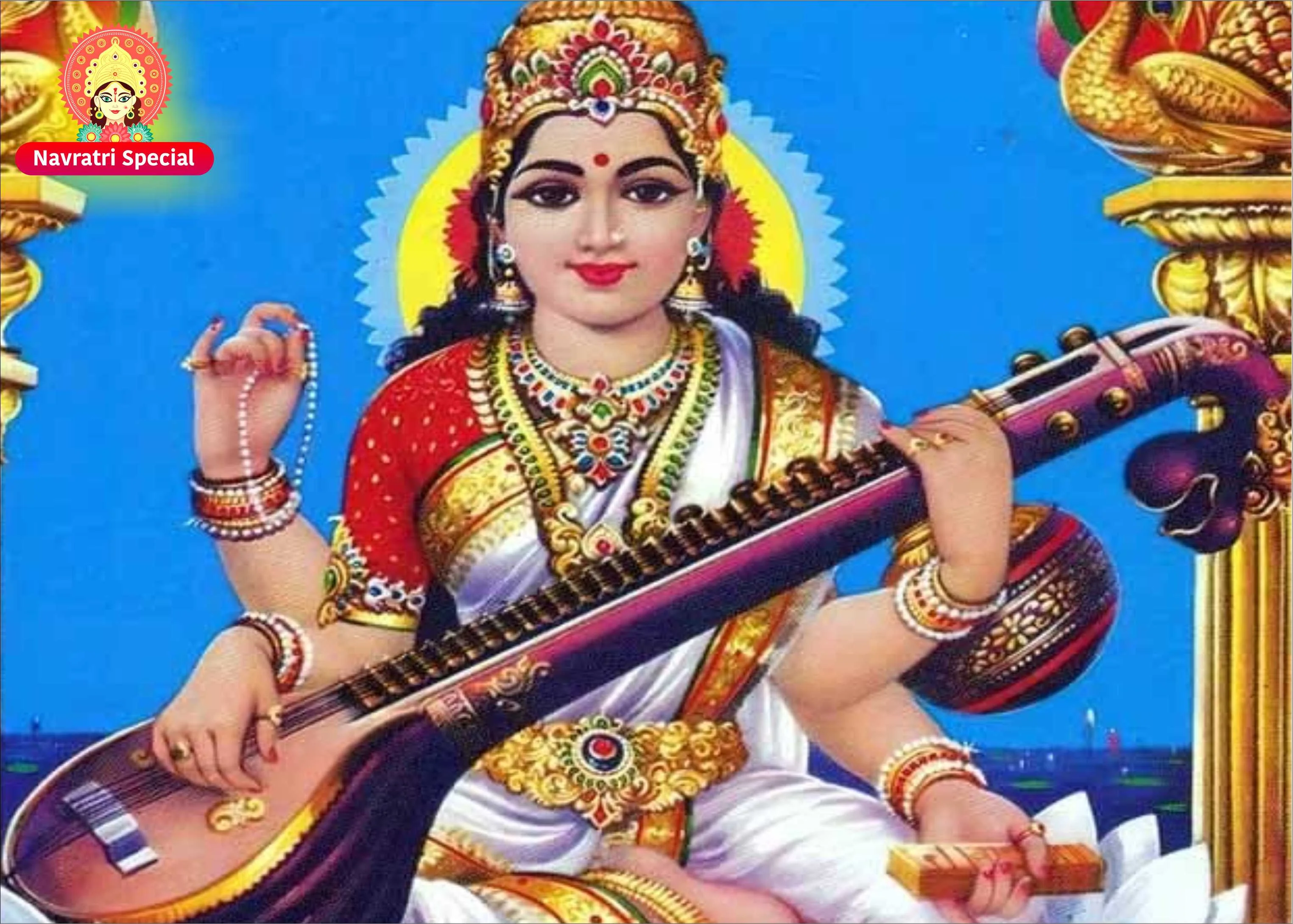 Maa Sarswati Mahapuja the goddess of wisdom, knowledge, and arts. Performing Mahapuja invokes divine blessings for learning, creativity, and spiritual growth.