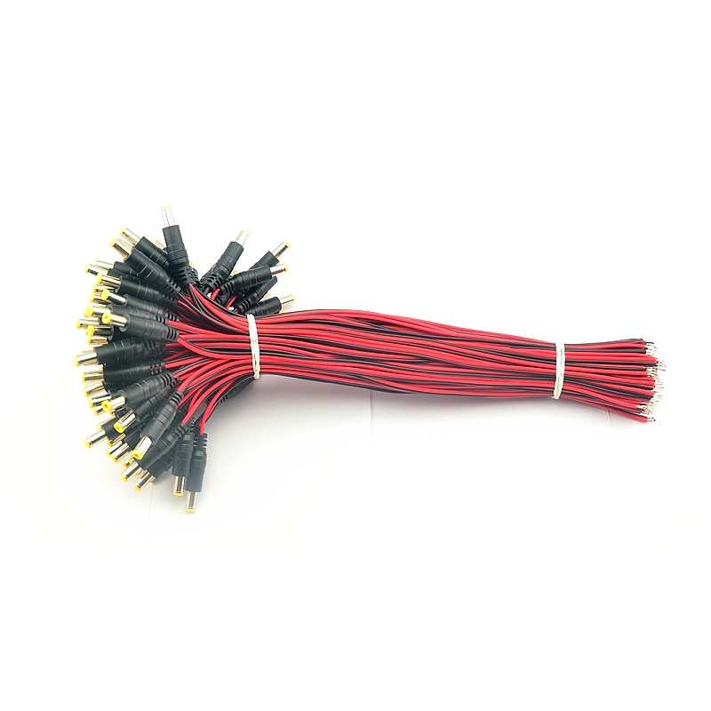 DC Power Cable Male Connector Red and Black Wire DC Plug 12V Power Connector for Surveillance Camera