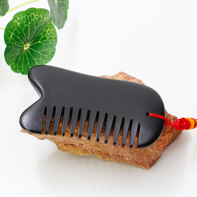 Натуральный массажный гребень из камня Бянь из Сибина для лица, всего тела, скребков Гуа Ша, терапии кожи головы, меридианного массажа плеч и шеи