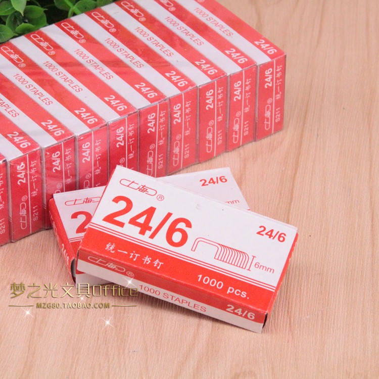 Скобы для степлера марки Шанхай, стандартные 12-го размера, 24/6, 1000 штук в упаковке