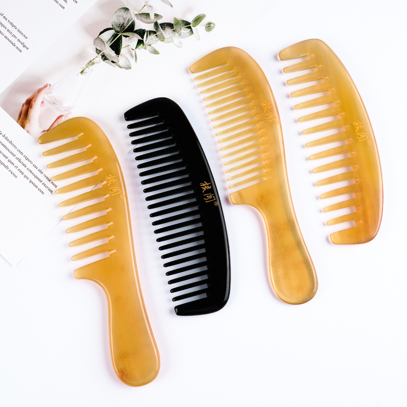 Натуральная белая роговая расческа с широкими зубьями для домашнего использования - большая расческа из овечьего рога для вьющихся волос с массажем - подарок к Дню учителя