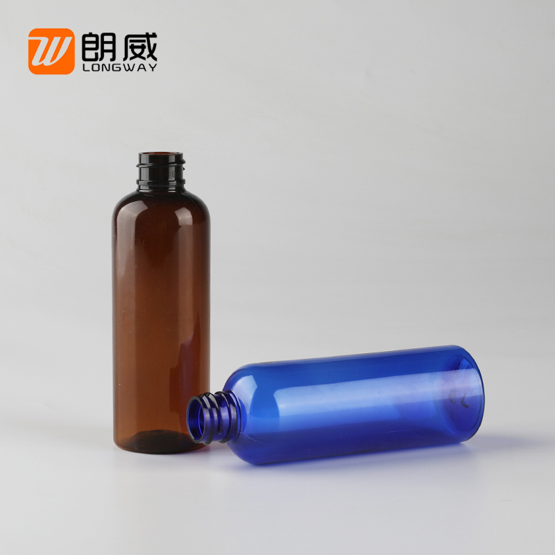 Пластиковая бутылка круглая с закругленными плечами 100 мл с обычной крышкой, бутылка с крышкой типа кола, косметическая разливочная бутылка (с внутренним стопором)