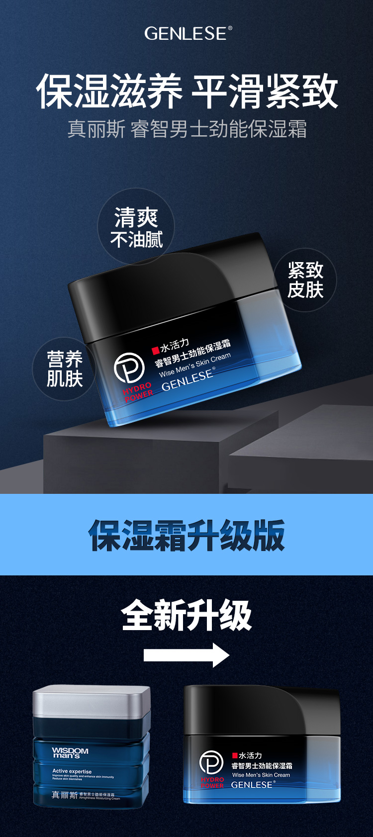 Крем для лица Zhenlisu Разумный Мужской Освежающий Увлажняющий 50г Оригинал