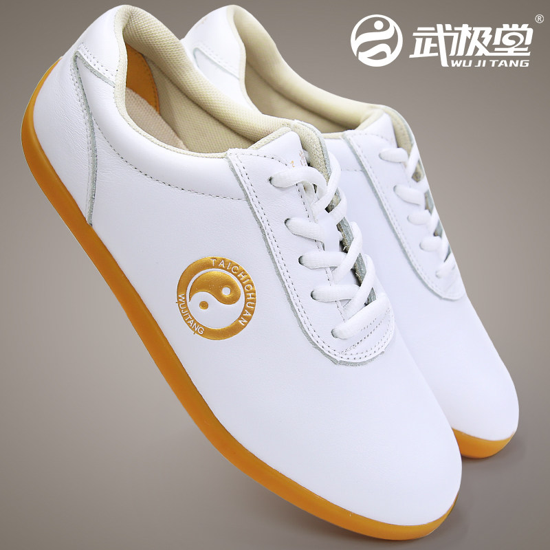 Обувь для Тайцзи Wujitang с верхом из натуральной кожи и подошвой из резины для мужчин и женщин, дышащая обувь для занятий Тайцзи весной, летом и осенью