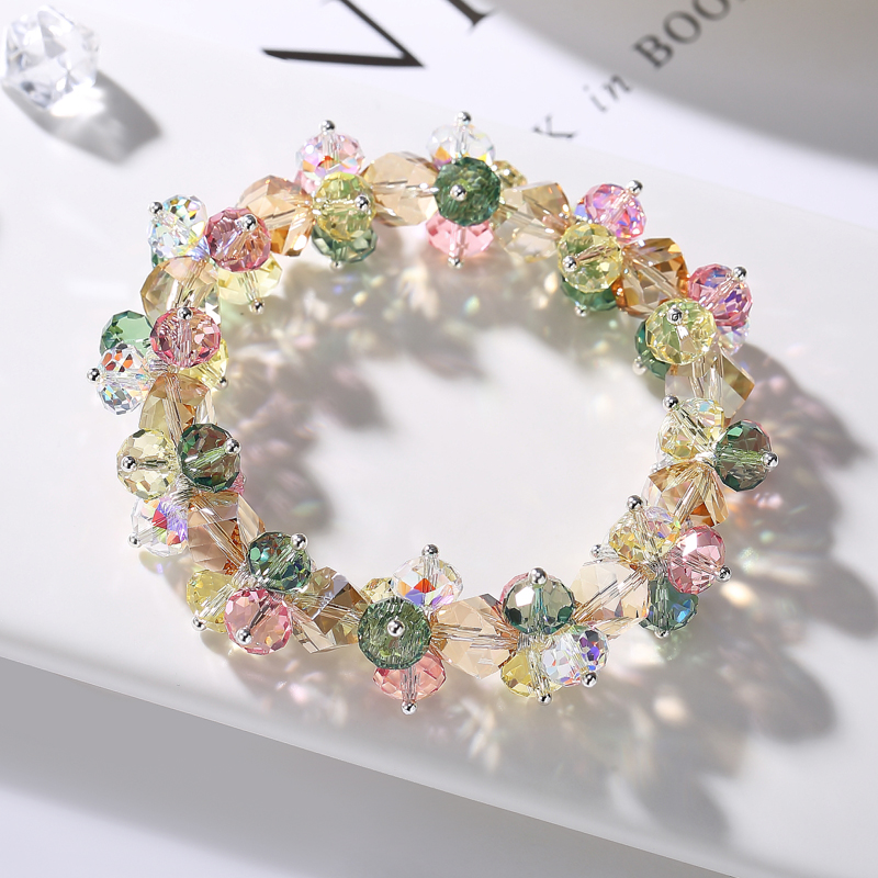 Браслет Shijia из австрийского кристалла женский разноцветный оригинальный лесной стиль с нанизанными бусинами