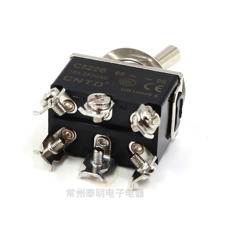 Переключатель с кнопкой CNTD Changde C522B двухпозиционный 15A с摇головкой переключатель на 6 контактов, рычаг 12 мм