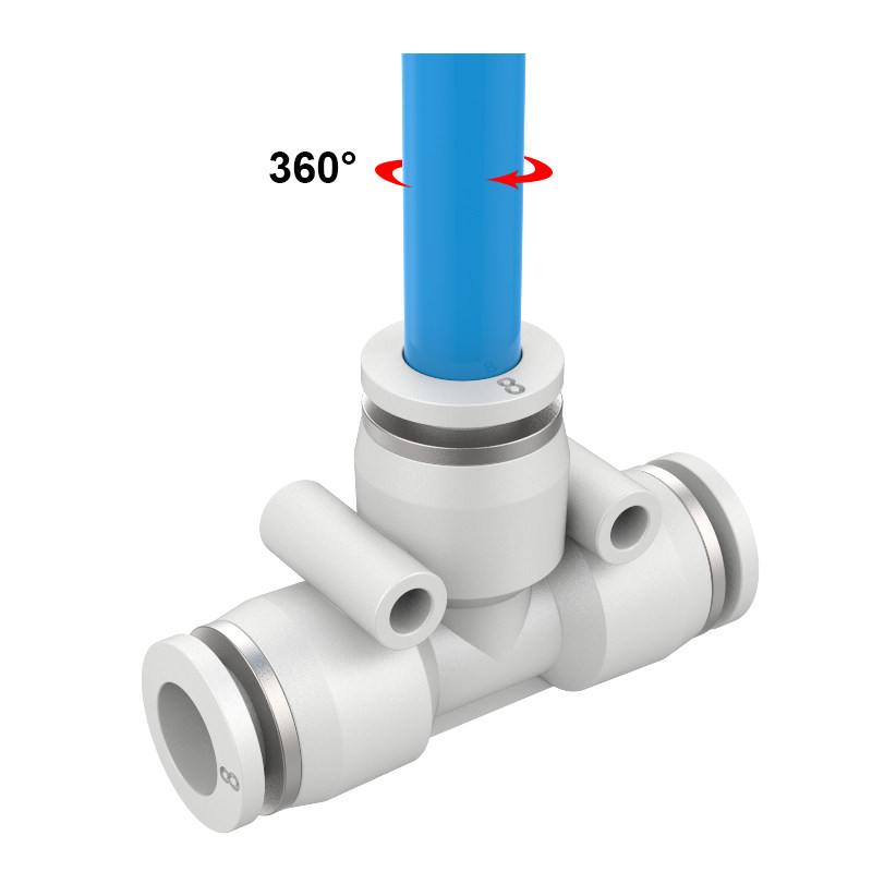 Пневматический соединитель для воздушных трубок PU прямой быстроразъемный соединитель Т-образный PE тройник PY тройник PU-4/6/8/10/12/16