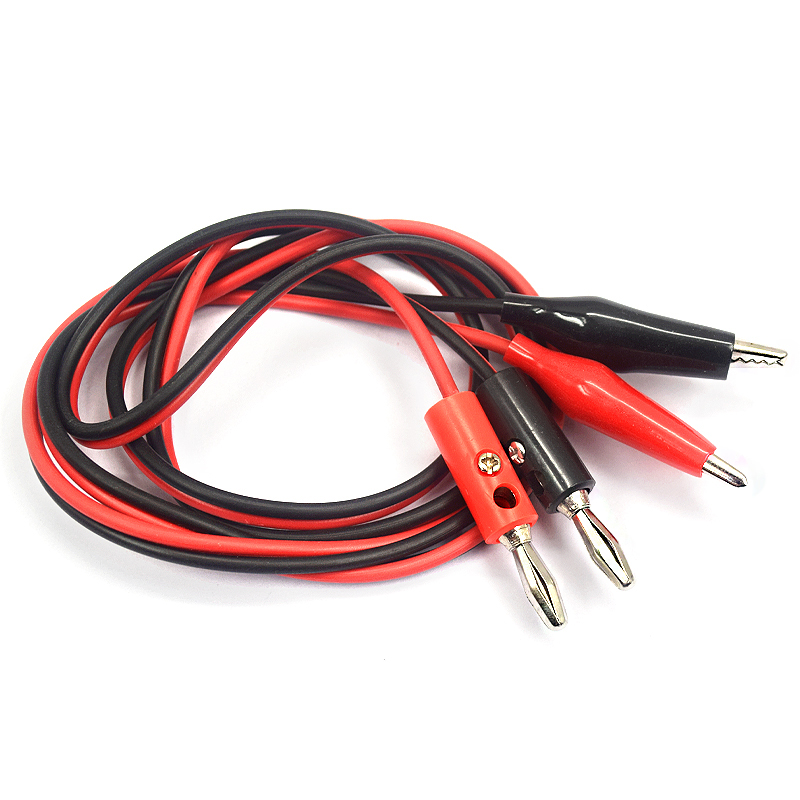 Risym Banana Plug to Alligator Clip Cable Power Test Lead 2 Plugs to 2 Clips Red and Black, 1 Meter
