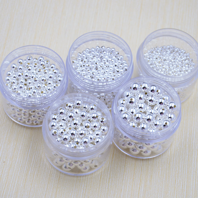 925 пробы серебряные блестящие бусины, рассыпные серебряные “фасольки”, бусины для ручного плетения, композиции DIY, серебряные аксессуары для браслетов