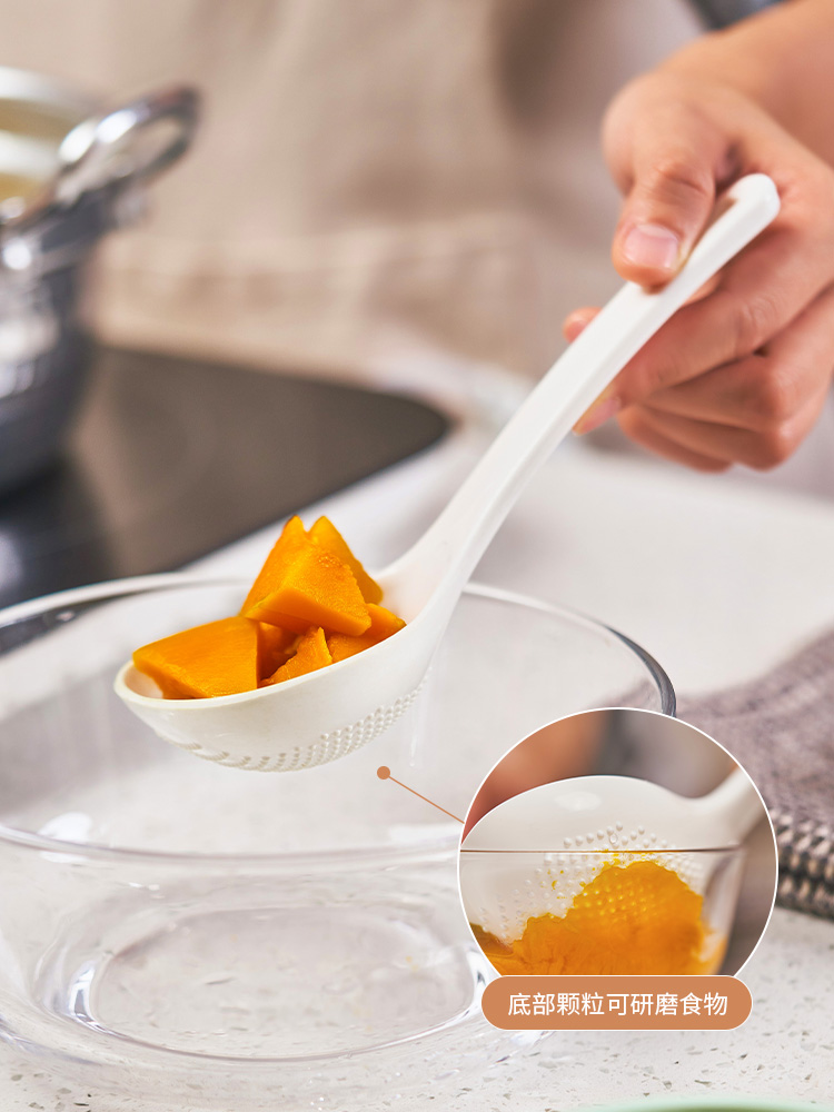 Японская удобная ложка для супа из легкого пластика многофункциональная большая ложка с измельчающими выступами KM.1097