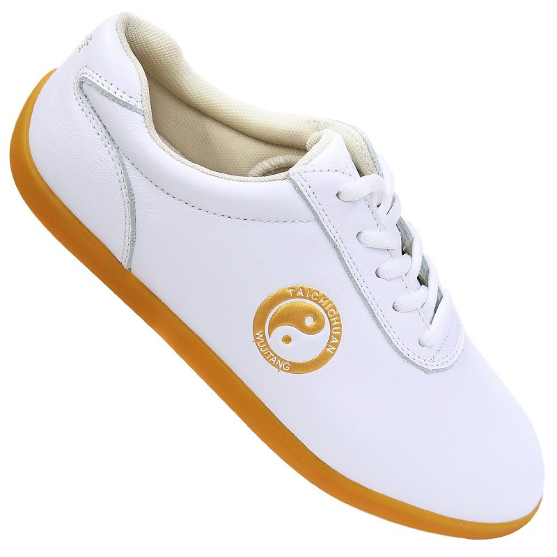 Обувь для Тайцзи Wujitang с верхом из натуральной кожи и подошвой из резины для мужчин и женщин, дышащая обувь для занятий Тайцзи весной, летом и осенью