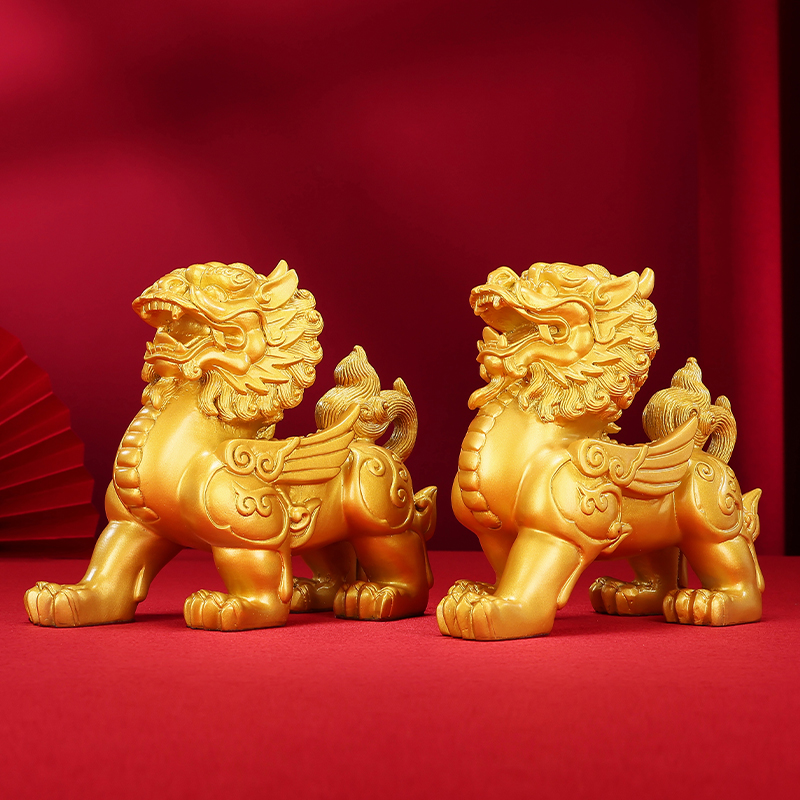 Бронзовая статуэтка Цилинь от Tong Xinxian для офиса, гостиной и прихожей, украшение дома, фигурка благоприятного животного