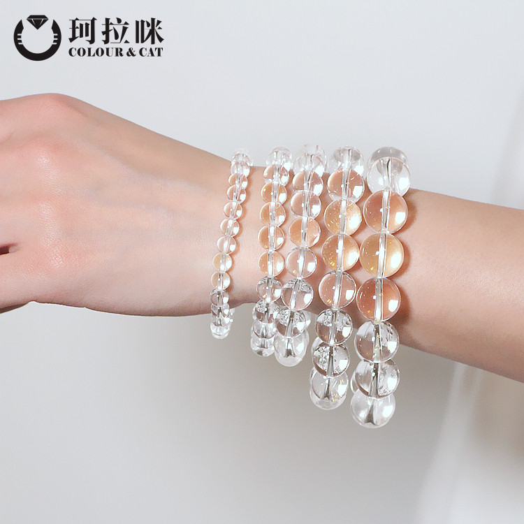 Korami Натуральный белый хрустальный браслет унисекс одноцветные четки противорадиационный амулет