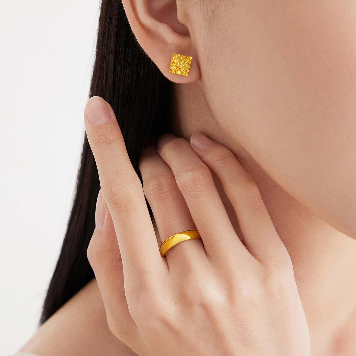 Золотое разъемное кольцо с символом Фу и дизайном в виде рыбы-ползун Chow Tai Fook, простое кольцо из чистого золота для пар, цена по весу EOF133