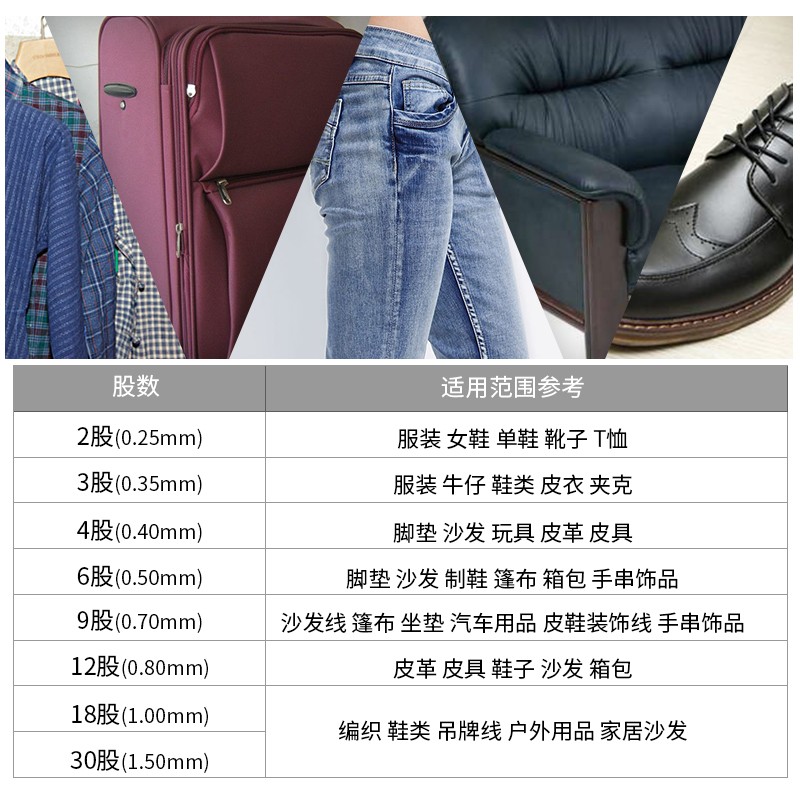 Orlacebo 3-жильная узловая бело-черная особо белая сверхпрочная кожа швейная машинная нить для джинсов и холста из нейлоновое нить