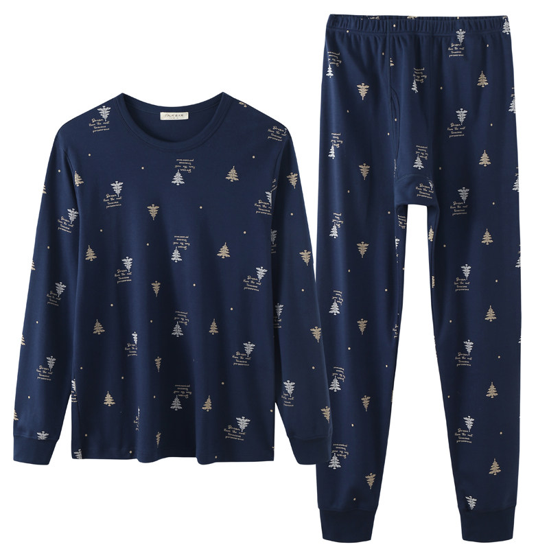 Высококлассное теплое белье Italai для мужчин, комплект осенних толстых хлопковых кофт и брюк с круглым вырезом и облегающим фасоном