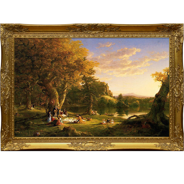 Пикник Вечеринка Классическая Европейская Пейзажная Масляная Картина Для Гостиной Над Софой Декор Для Столовой В Рамке С Толстой Масляной Текстурой