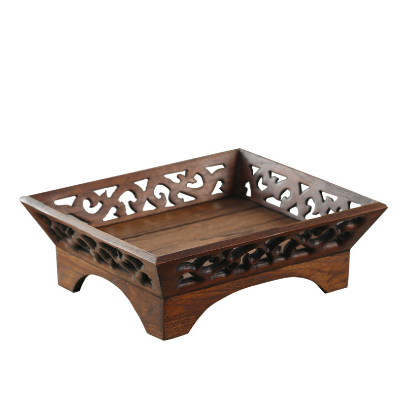 Фруктовая тарелка из тайского импорта деревянная, в китайском стиле, креативная ретро, из цельного дерева, для гостиной, журнального и обеденного стола, простая тарелка для сухофруктов