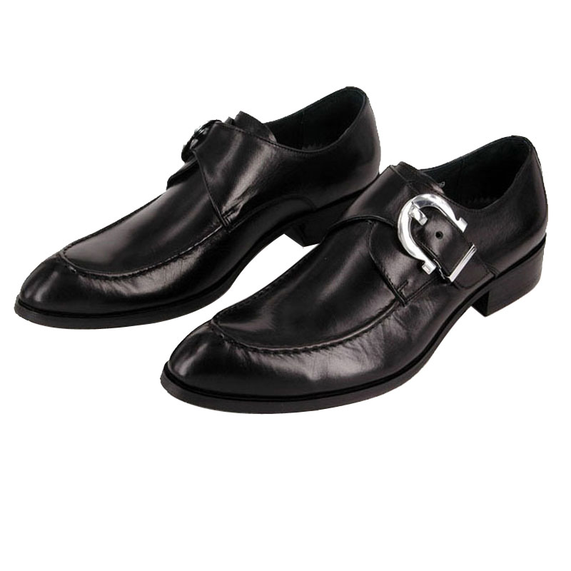 Европейские мужские кожаные туфли с пряжкой в британском стиле, деловые повседневные, ручной работы, черные с заостренным носком, дышащие монки