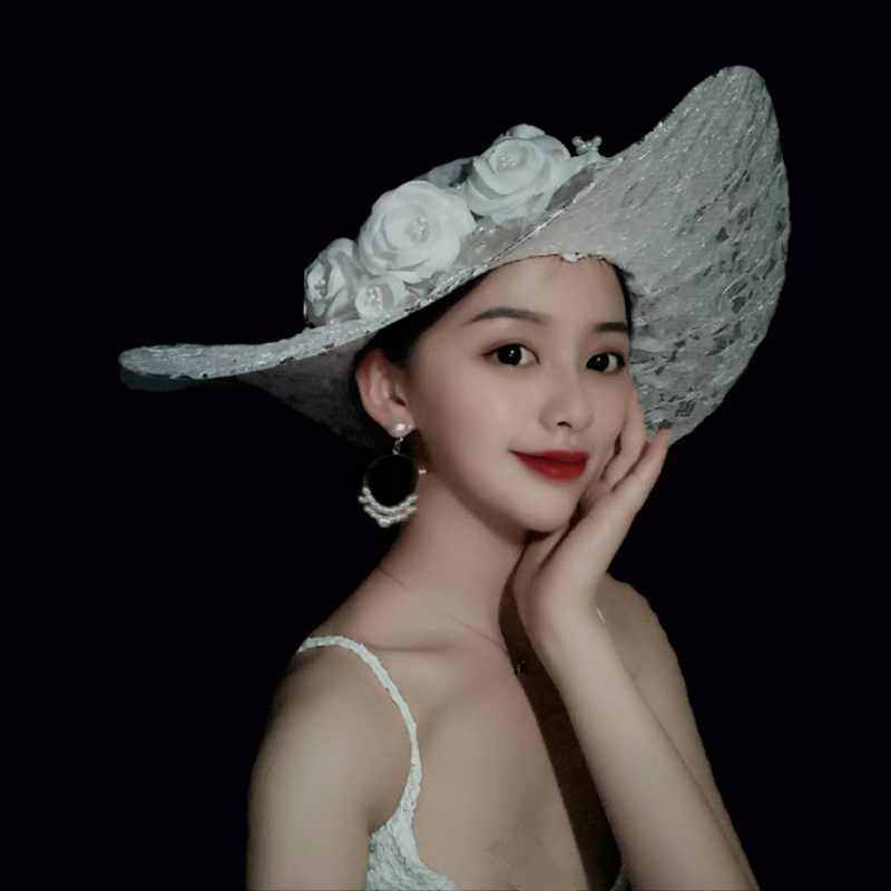 Lace Hat for Women Thin Hollow-Out Clothing Banquet Beach Stage Performance French Summer Sunshade Hat Sun Protection