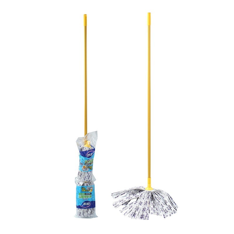 Традиционная швабра Miaojie старого образца с тканевым покрытием, железным стержнем, тканевой лентой и сменной насадкой из нетканого материала