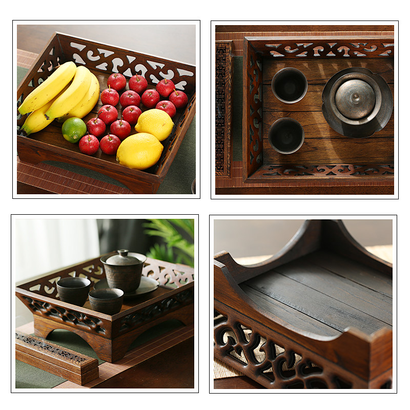 Фруктовая тарелка из тайского импорта деревянная, в китайском стиле, креативная ретро, из цельного дерева, для гостиной, журнального и обеденного стола, простая тарелка для сухофруктов