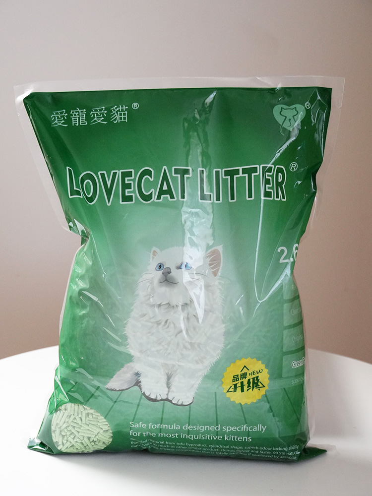 Lovecat Зеленый чай тофу кошачий наполнитель с дезодорантом и слеживающийся 5L около 2.5 кг в упаковке