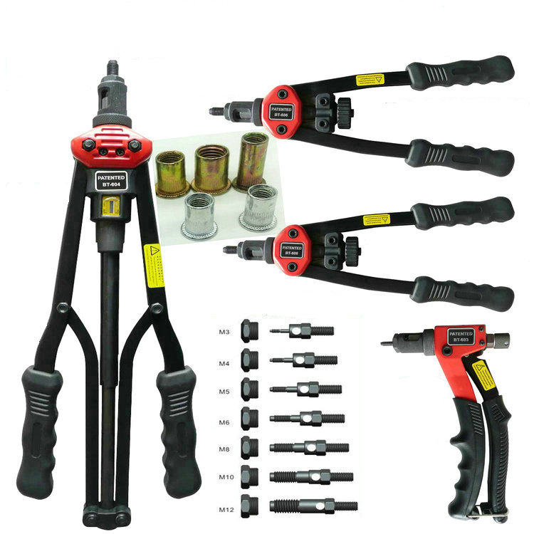 Ручной полуавтоматический заклепочник с двумя рукоятками для заклепочных гаек