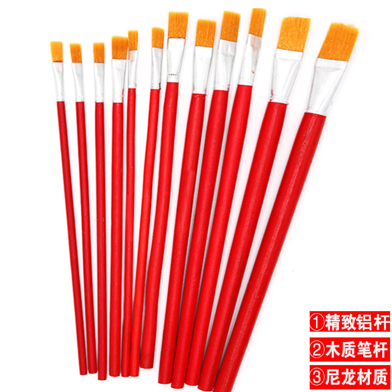 Набор из 20 масляных кистей с красной ручкой, кисти для краски, жёлтая плоская щетина, художественные кисти