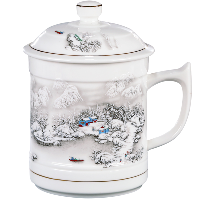 Чайная чашка из керамики Цзиндэчжэнь с крышкой, большая чашка на 1000 мл, на заказ