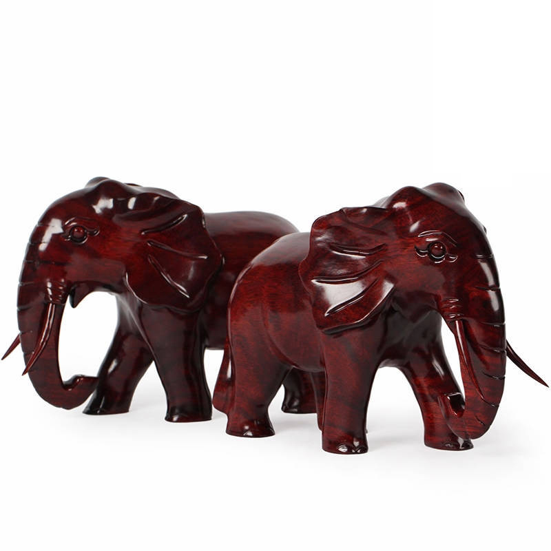 Пара резных слонов из красного дерева для прихожей из цельного красного сандалового дерева для гостиной