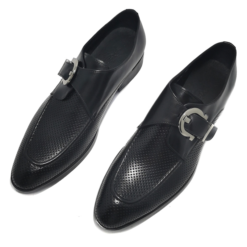 Европейские мужские кожаные туфли с пряжкой в британском стиле, деловые повседневные, ручной работы, черные с заостренным носком, дышащие монки