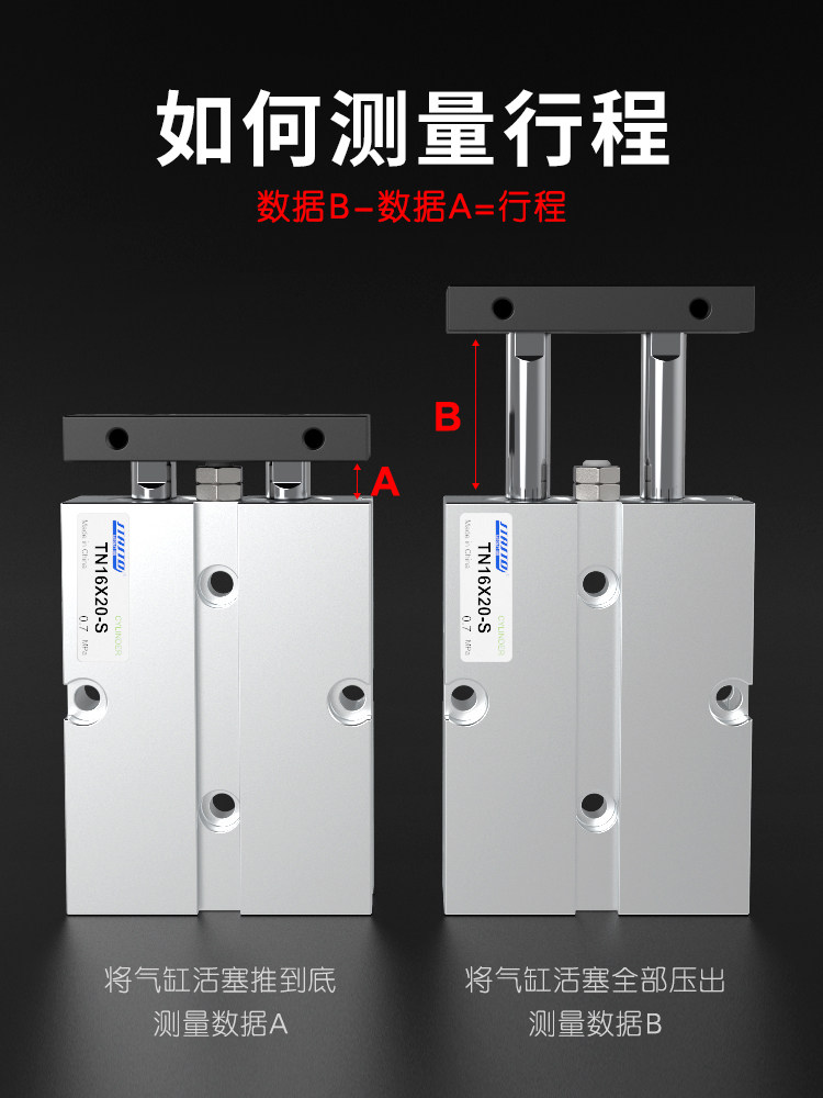 Малый пневматический цилиндр TDA с двумя штоками и двумя осями TN10/16/20/25/32*10X15X20X30X40X50X60
