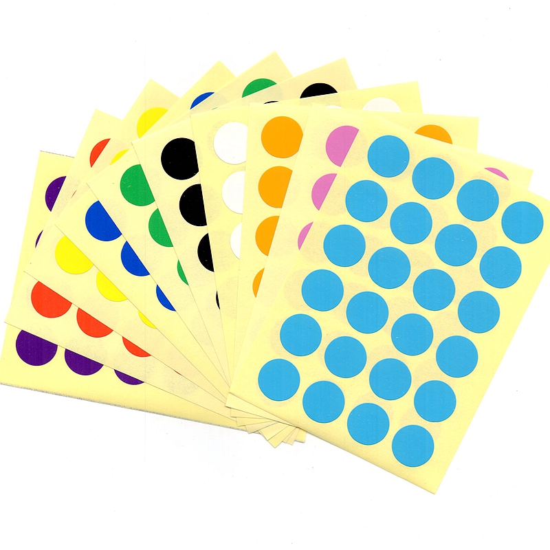 Самоклеящаяся круглая этикеточная бумага Huidahai Pu HD31, диаметр 16 мм, цветные точки, 12 листов в упаковке
