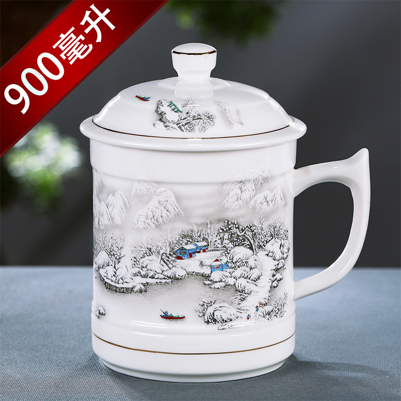 Чайная чашка из керамики Цзиндэчжэнь с крышкой, большая чашка на 1000 мл, на заказ