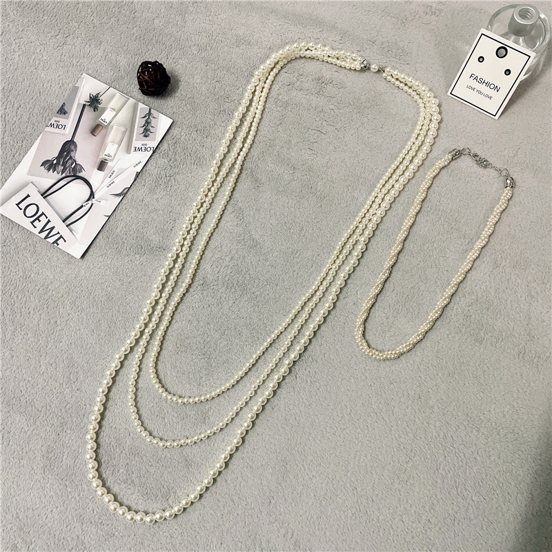 Оригинальный дизайн многослойного ожерелья с крупным жемчугом для женщин в корейском стиле, популярное длинное ожерелье на свитер, короткая цепочка на ключицу