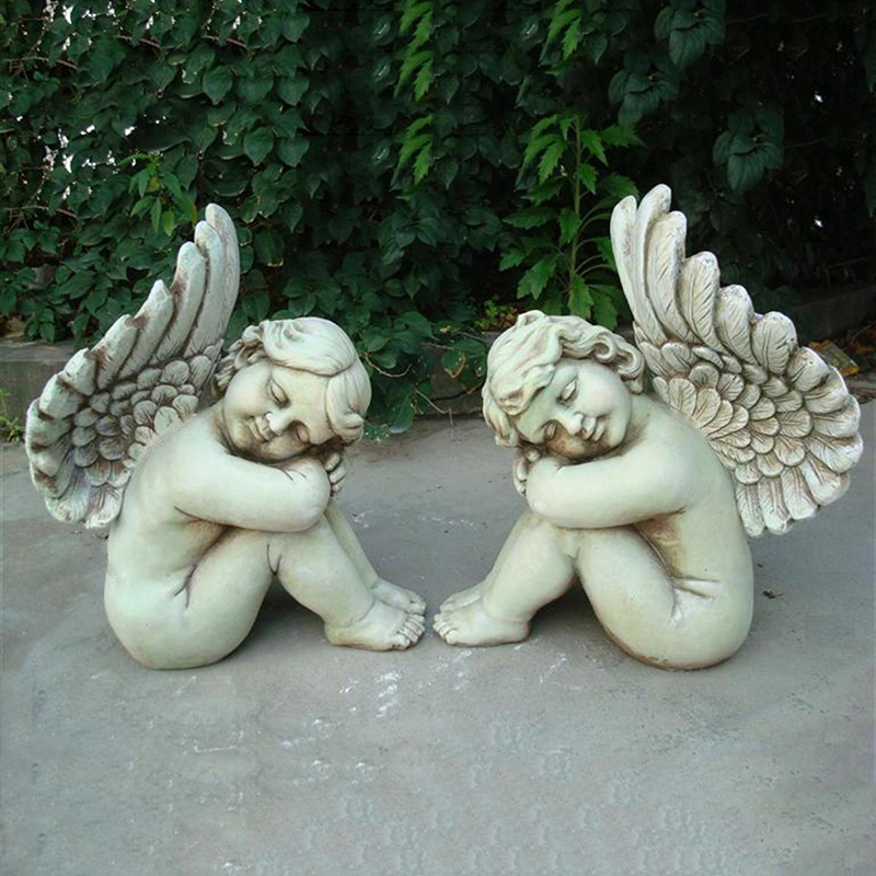 Европейская скульптура из стеклопластика в виде фигуры ангела для гостиной и уличного декора