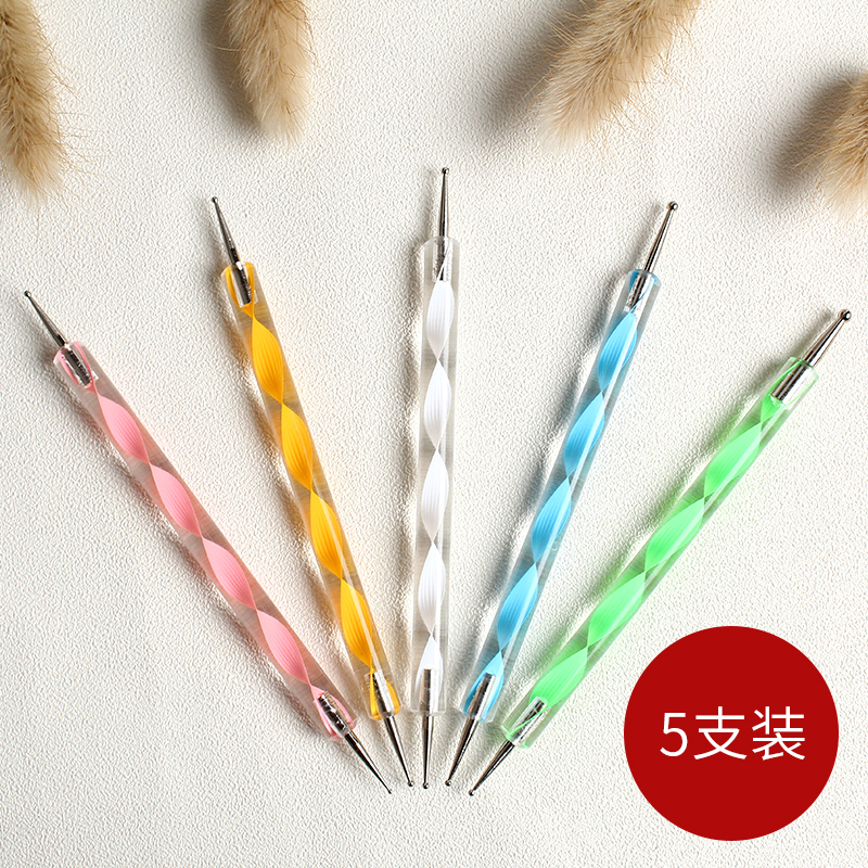 Двусторонняя ручка для создания точек на ногтях, набор из 5 шт. Инструменты для маникюра для начинающих, ручки для точечной и стразовой росписи