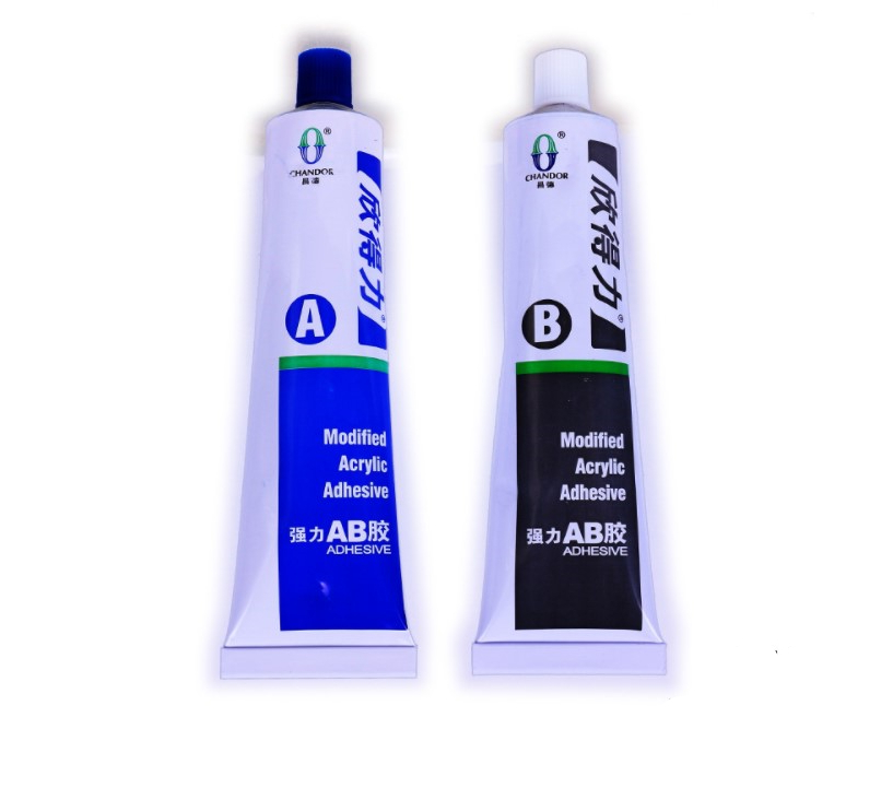 Мощный AB-клей Changdexin / Акриловый структурный клей / Синий и красный клей / Для ремонта металла и авто / 80 г