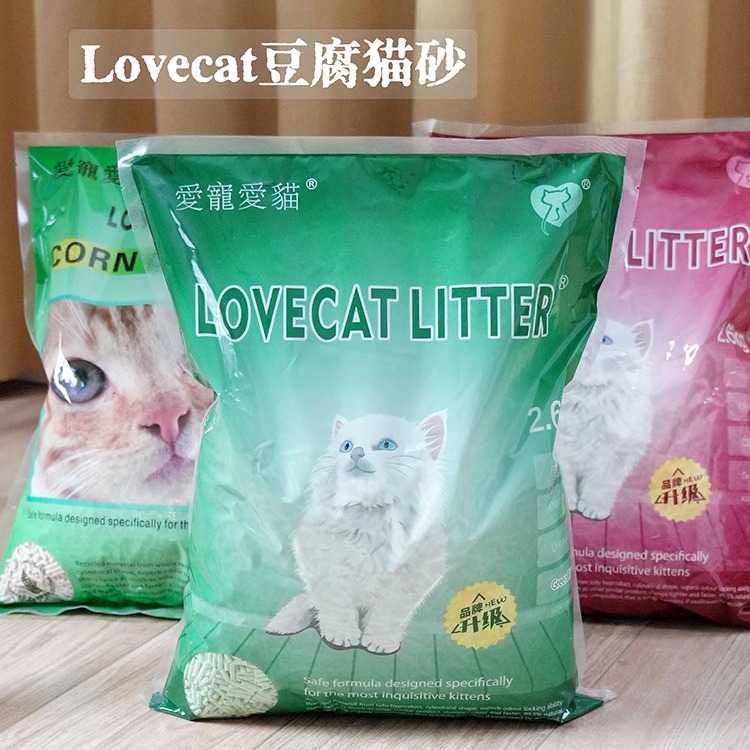 Lovecat Зеленый чай тофу кошачий наполнитель с дезодорантом и слеживающийся 5L около 2.5 кг в упаковке