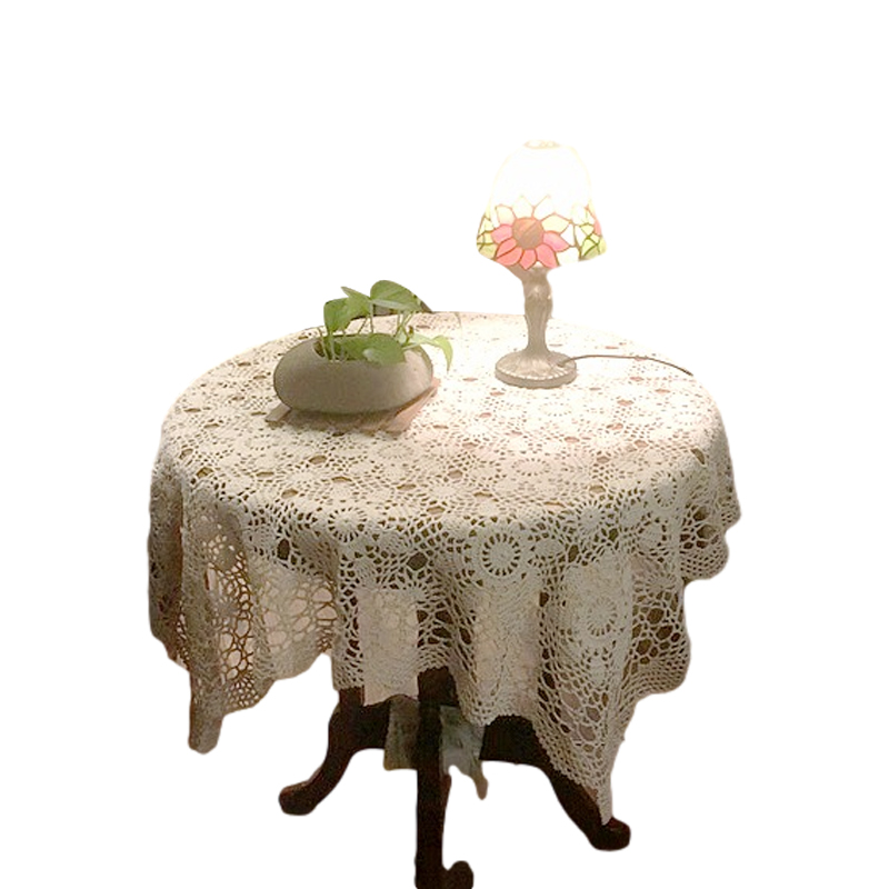 Свежий водяной лилии ручной вязки из чистого хлопка американский винтажный ажурный светло-бежевый чехол для дивана скатерть тканевое квадратное покрывало