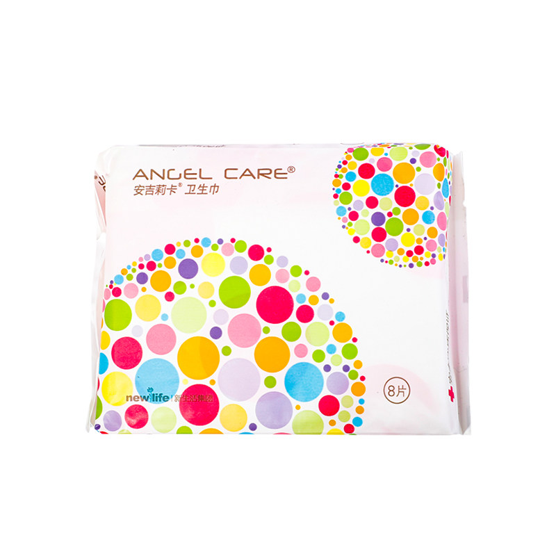 专柜正品韩国新生活安吉莉卡纯棉柔日用卫生巾8片装姨妈巾带护翼